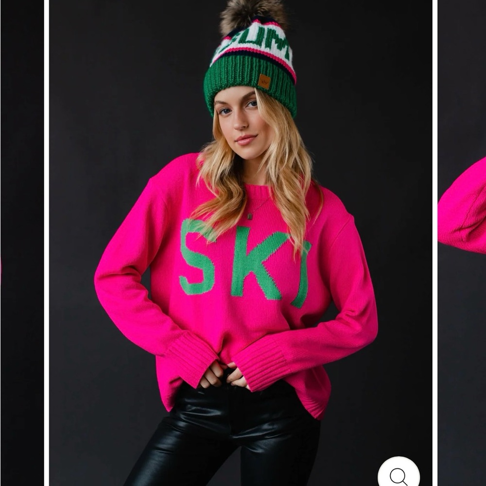 NWT Panache Apparel Hot Pink “SKI” Sweater - Picture 2 of 16